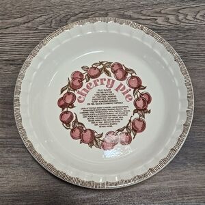 Vintage Royal China Jeannette Cherry Pie Dish Pie Plate 11" Recipe cottagecore